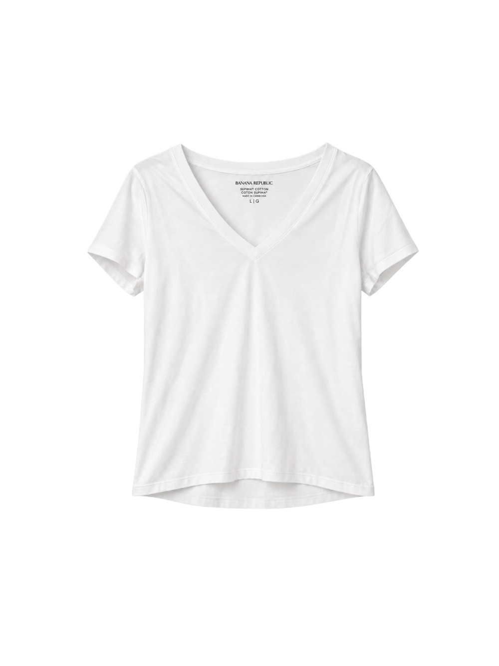 NWT Banana Republic 100% Supima Cotton V-Neck T-Shirt - White, Size L